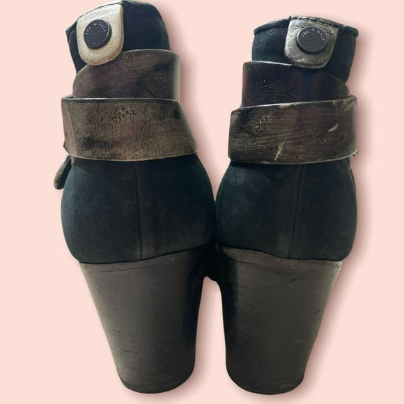 Rag & Bone Harrow Suede Distressed Black Booties Size 38.5 / 8.5 - Picture 5 of 8